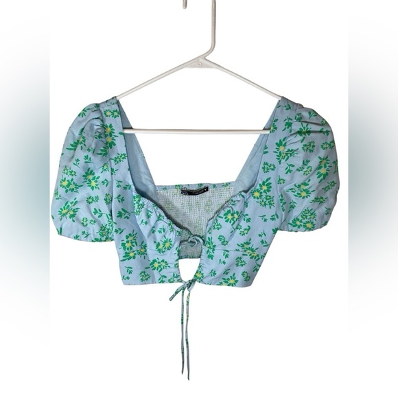 Zara Daisy Floral Linen Crop Top - Picture 1 of 6